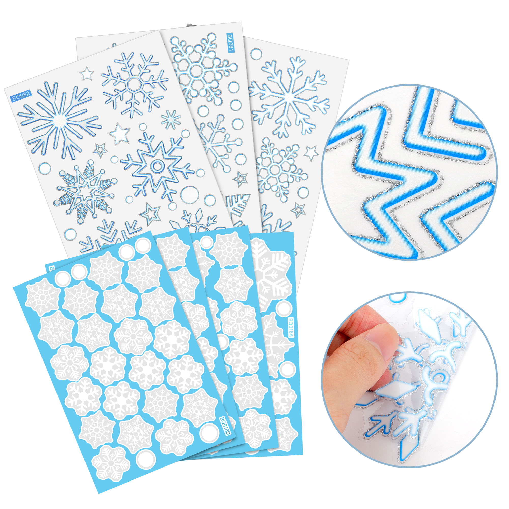 EEEkit 15 Sheet Christmas Snowflake Window Stickers Xmas Clings Decals with  Scraper for Home Office Party